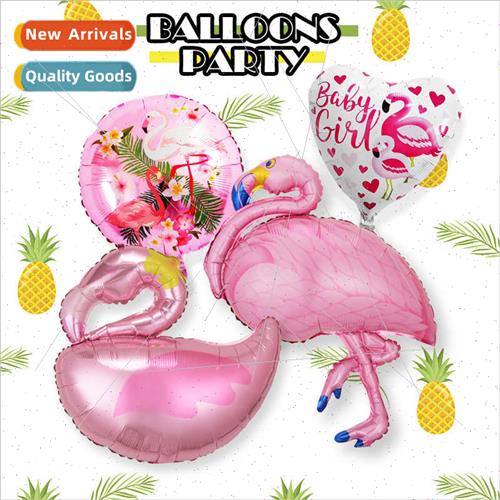 Hawaii flamingo shaped aluminium film balloon summer theme b