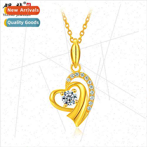 Gold necklace women collarbone pendant 999 gold ladies heart