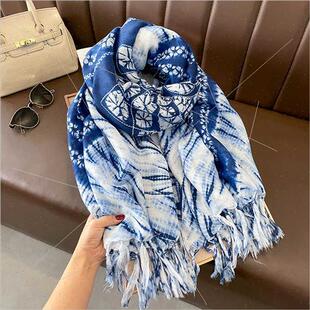terary intellectual ethnic fringe spring fall cotton scarf