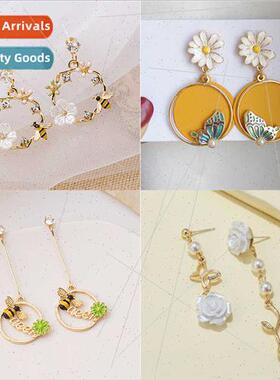Korea fashion new bee butterfly flower earrings creative cir