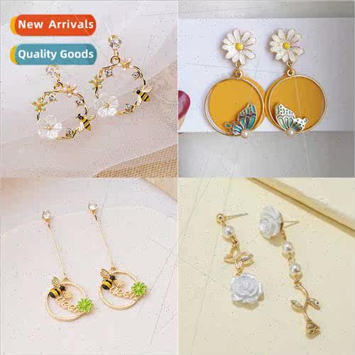 Korea fashion new bee butterfly flower earrings creative cir
