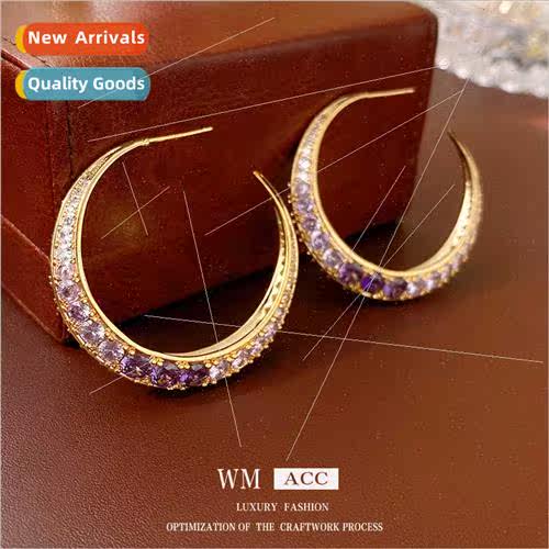 silver Needle Zirconia Crescent Earrings Fashion Earrings