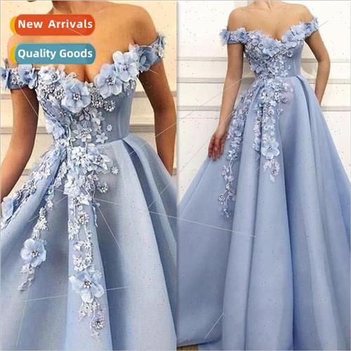 Fantasy 3D Flowers Princess V-neck A-line Prom Dress wh Be