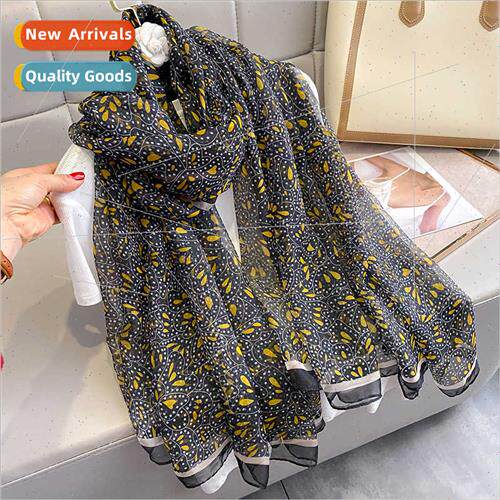 terary fashion small flowers long spring fall silk scarf fem