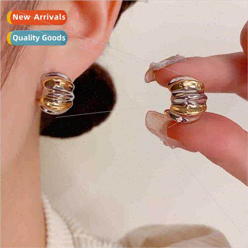 French vintage gold silver wh earrings s925 silver pin elega