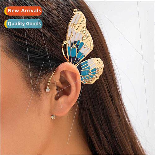 Butterfly Crystal Women Ear Clip Earrings Cute Gypsy Charm B