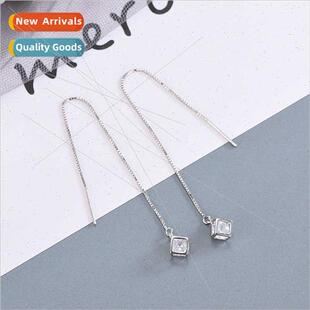wispy hollow female silver earrings Korea cube s925 Rubik