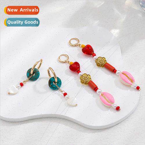 2023 Summer New Beach Shell Drip Oil Earrings Women Europe E