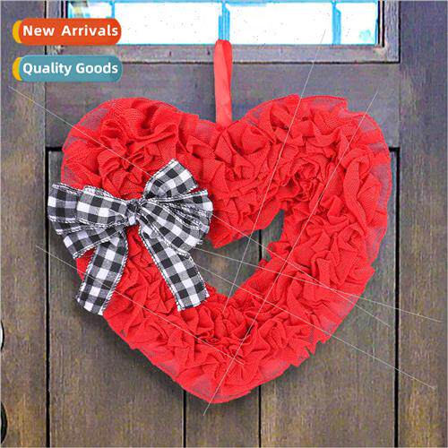 2022 new door decorations fabric valentine wreath peach hear