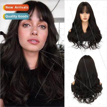 Wig head set female Qi u whole top full head set big wave lo