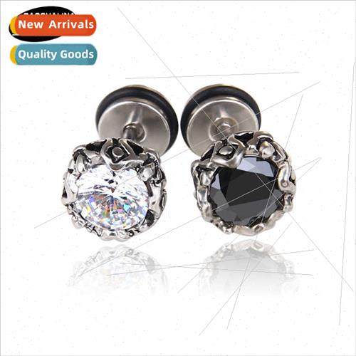 Tanium steel -allergenic crown zirconia earrings stainless s