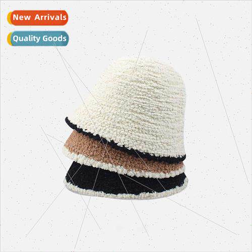Winter bare plate lamb wool bucket hat female furry big head