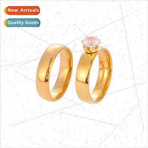 Fashion stainless steel wh diamond couple ring pair Europe U