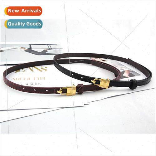 New lock press buckle thin belt Korean students simple fashi