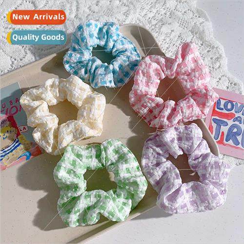 Summer soft sweet plaid large intestine hair bgirls loose he