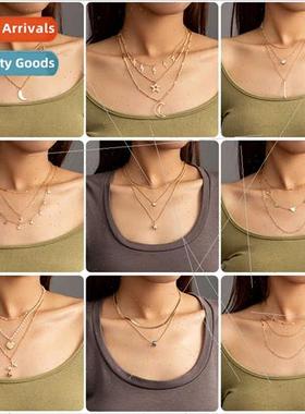 mple collarbone chain set necklace female fashion metal tass