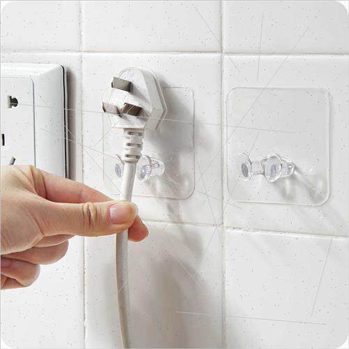 Transparent Power Plug Hooks Adhesive Storage Hooks Wire Plu