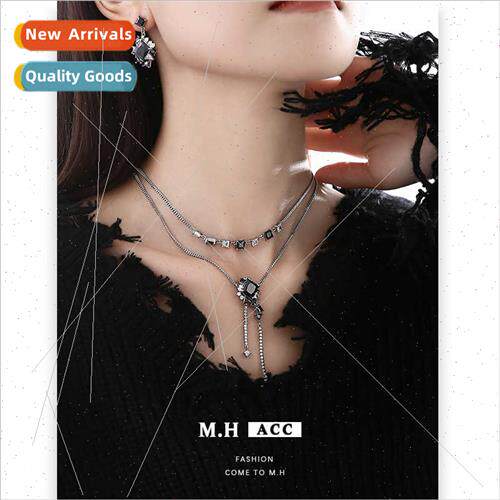 Geometric Zirconia Tassel Necklace Women Stacking Hundred Sw