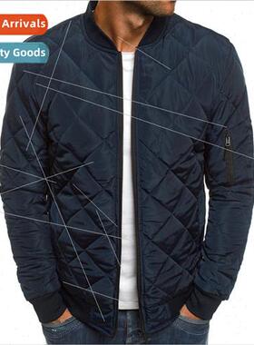 Men Jacket  Rhombus Seam Cotton Man Jackets Coat Overcoat cv