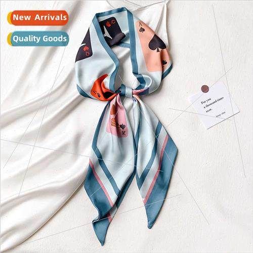 Small silk scarf women versatile long lazy retro wh su shirt