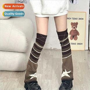 stuffer brown striped Brish flare stocking star calf vintage