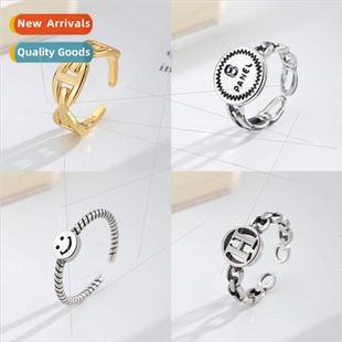 mout Korea live craft old women ring retro Europe Fashion