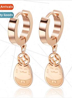 ins cute tune cat creative earrings quadrilateral copper coi