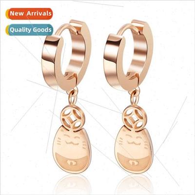 ins cute tune cat creative earrings quadrilateral copper coi