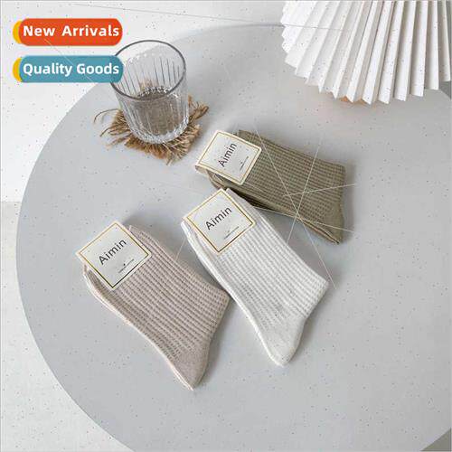 Socks female autumn winter new Japanese retro waffle women m