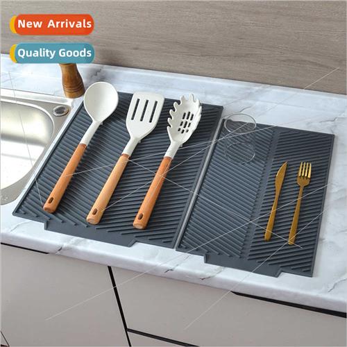 Kchen rectangular silicone draining mat anti-scald pot mat h