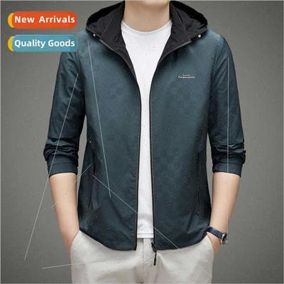 Spring Autumn reversible jacket reversible wear hat removabl