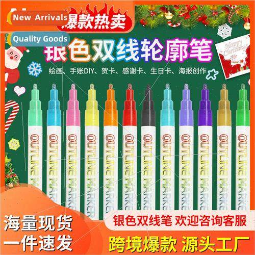 Dual ne Outliner Pens 8 Colors 12 Colors Set Handbook DIY Ch