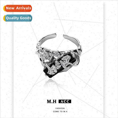 Dark Ginkgo Leaf Frill Ring Women che Index Ring Hip Hop Spi