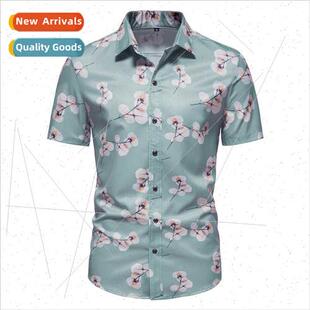 Eurocode Men Fashion Business Beach Short Sleeve Shirt Polka