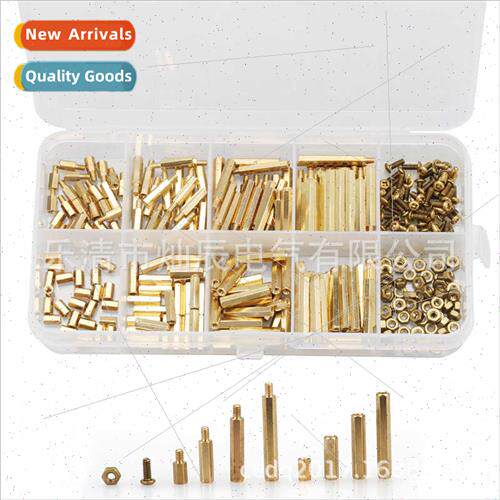 320PCS Boxed Hexagonal Copper Studs M2 Brass Nails Isolated