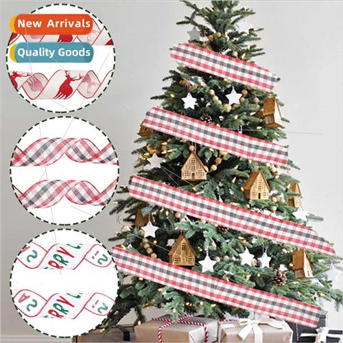2023 New Christmas elk fine hemp ribbon 6.3cm Christmas e de