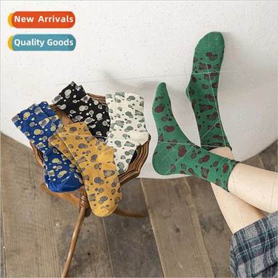 Long socks women mid-calf fall winter Korean ins tide leopar