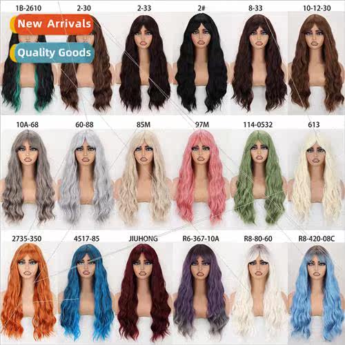Europe Fashion Wigs Long Wave Wig Bangs Synthetic Fiber Mech