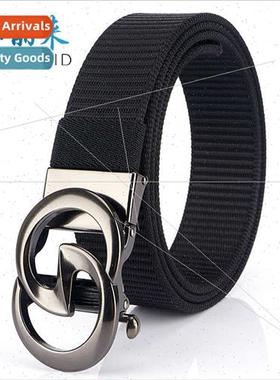 Double G fashion canvas belt men youth automatic buckle casu