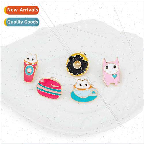Europe cartoon jewelry teacup kty brooch meow donut burger e