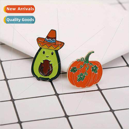cartoon creative cute avocado pumpkin styling brooch jewelry