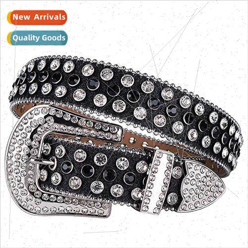 Rhinestone Belt Men Women Western Cowboy Sparkling xury Belt