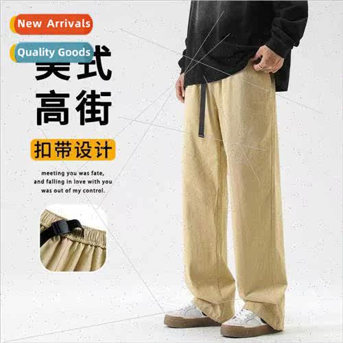 Pants men fall  high set tide straight pants drape loose stu