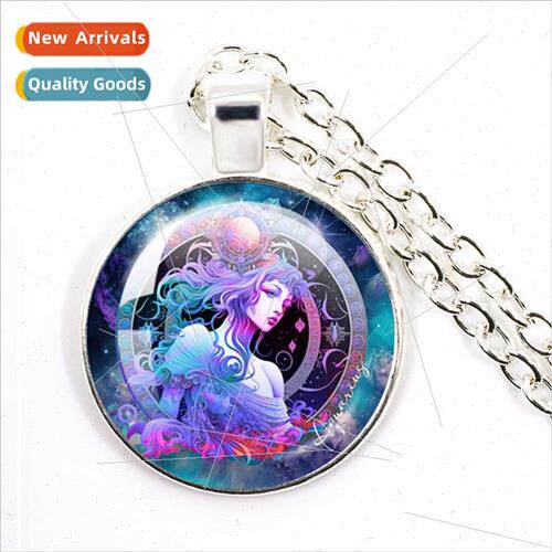 12 Zodiac gns Necklace Leo Virgo Zodiac gns gns Glass Dome P