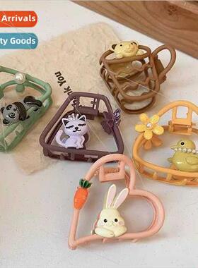 Cartoon animal hollow metal hair clips female cute cute fun