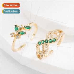 plated colored zirconia Europe creative gold ring fas copper