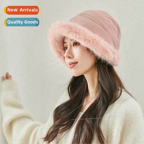 2023 Korean  new fall winter hat female solid color rabb hai