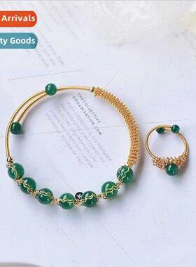 Natural red green agate freshwater pearl 14K gold wrapped wi