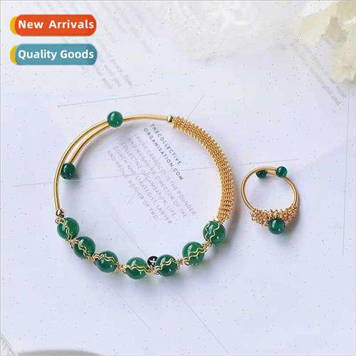 Natural red green agate freshwater pearl 14K gold wrapped wi