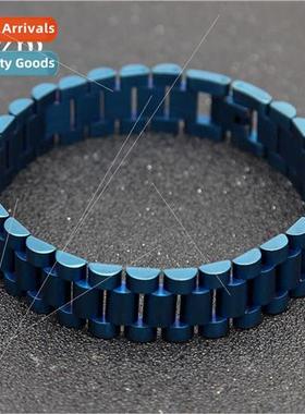 Hip Hop Stainless Steel Strap Bracelet Boys Punk Electroplat